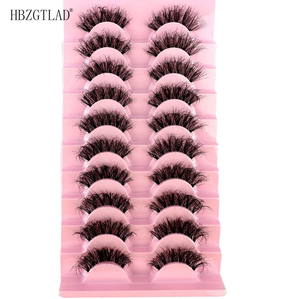 10pairs Mink Eyelashes Invisible Band Lash Extension Natural False Eyelashes Cross Cluster Fairy 3D Faux Big Eye Long Fake Lashes