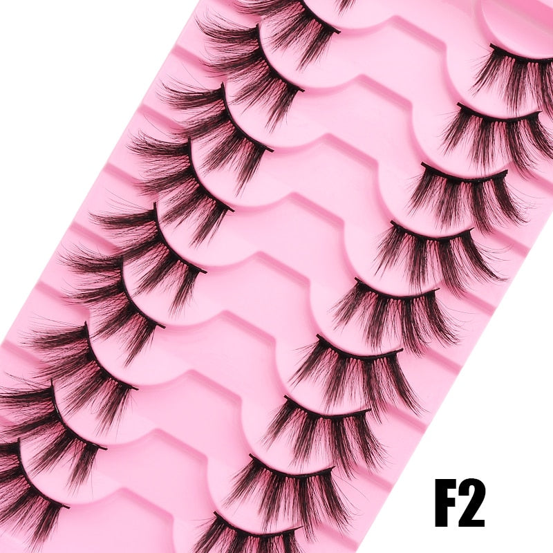5/7/10Pairs Cat Eye Lash False Eyelashes Natural Faux Mink Eyelashes
