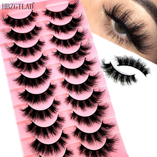 10 pairs Eyelashes 3D Natural Long False Lashes Fluffy Soft Cross Manga Lashes Wispy Natural Eyelash Extension