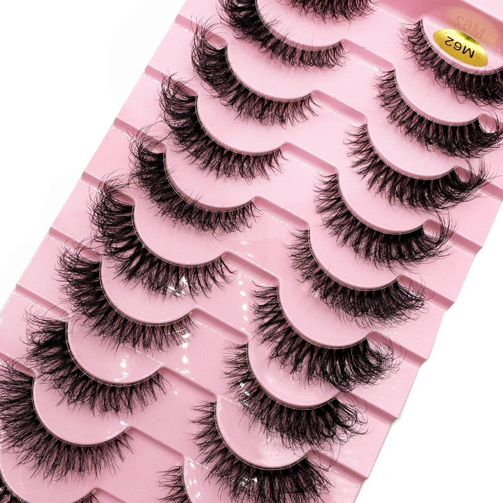 Invisible band Lashes 10 Pairs 3D Faux Mink Lashes Natural short Transparent Terrier Lashes Clear Band Soft Eyelashes Extension