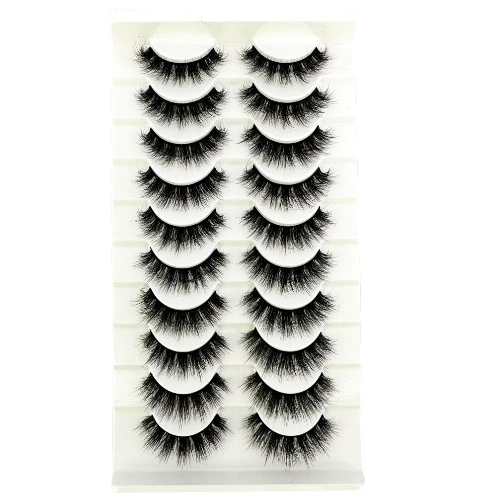 10Pairs False Eyelashes 6D Super Fluffy Wispy Faux Mink Eyelashes Cat Eye Dramatic Lashes Eyelash Extension