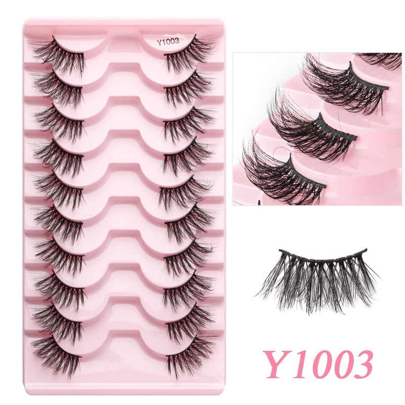 Faux Cils 5/10 Pairs Half Lashes Cat Eye Handmade Soft Fluffy Mink False Eyelashes Half Lashes maquillage