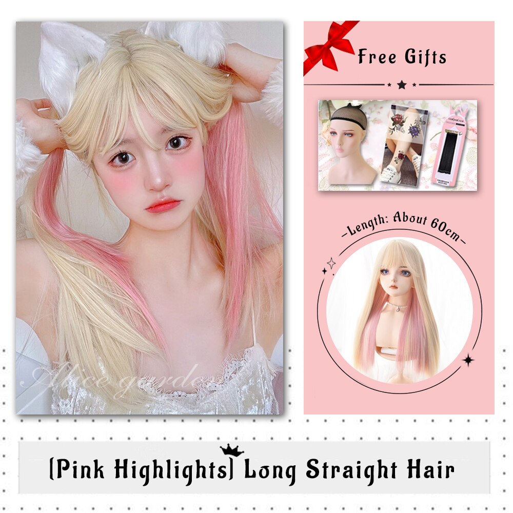 Brown Black Gold Wool Roll Synthetic Wig For Women Long Roll Wig Bangs Cosplay Party Heat Resistant Hair
