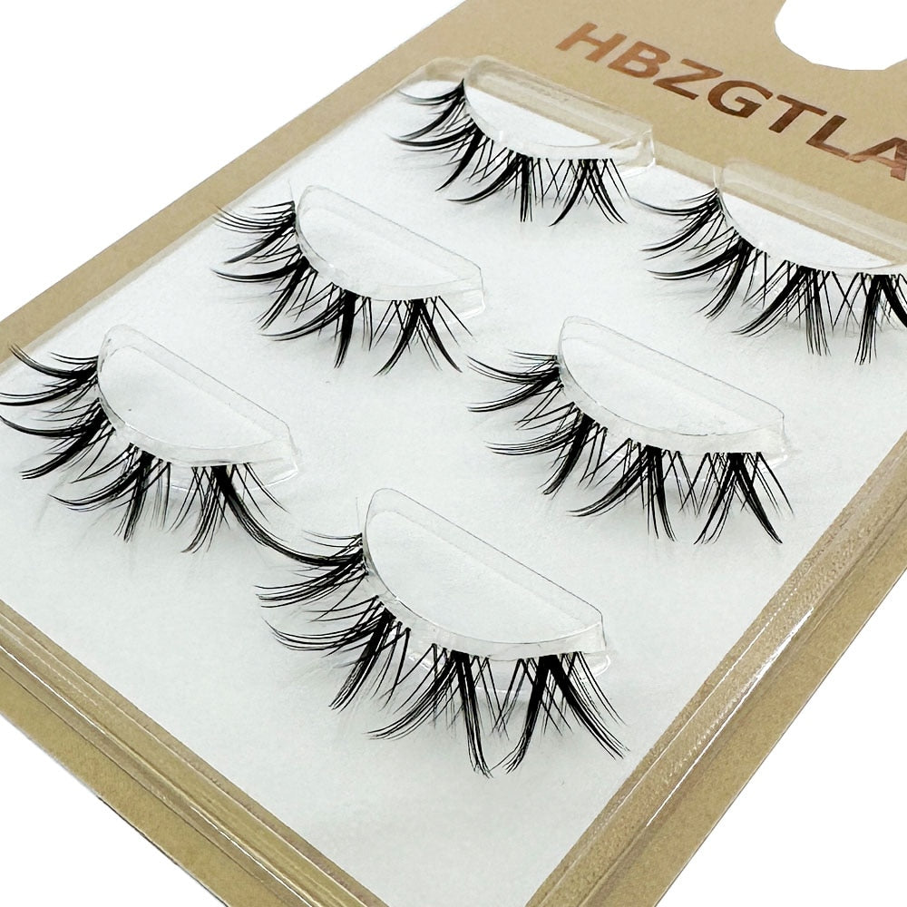Mink Eyelashes 3 pair reusable false eyelashes invisible band