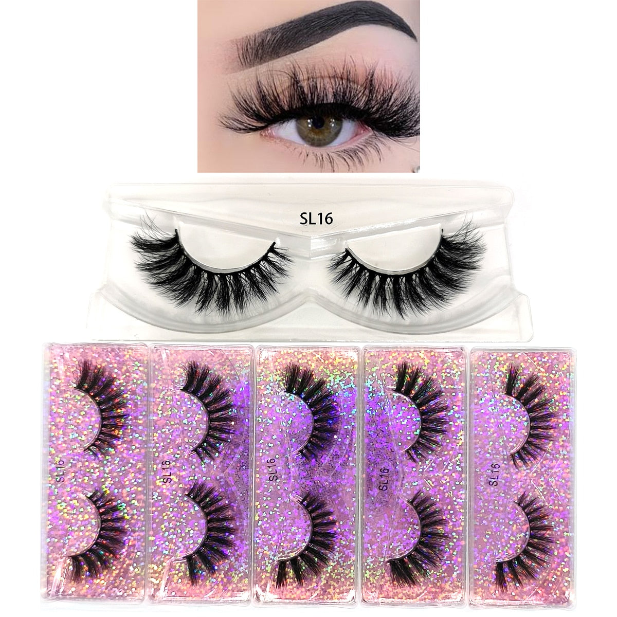 5 Pairs 3D Mink Lashes Fluffy Soft Wispy Natural Cross Eyelash Extension Reusable Lashes