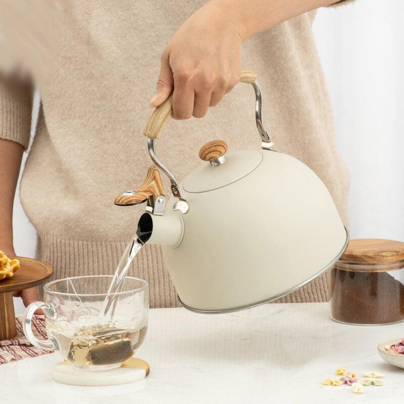 2.5L Whistle Kettle Flat Bottom Whistle Pot European Stainless Steel Large Capacity Pot Classic Water Boiler For All Stovetops