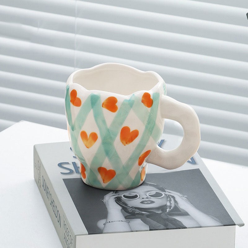Japanese Hand Painted The Blue Sky and White Clouds Coffee Cup With Saucer Ceramic Handmade Tea Cup Saucer Set Cute Gift For Her