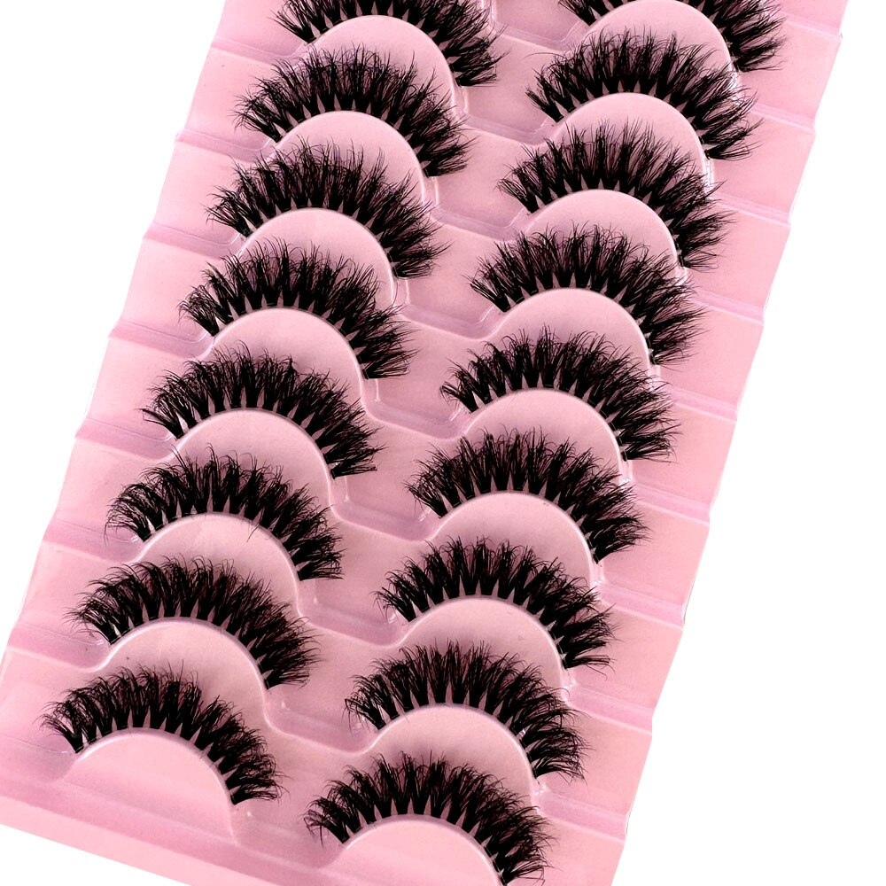 10 Pairs3D Mink Invisible Lash Handmade Crisscross Eyelashes Clear Band Soft Strip Eyelash Natural Long Wispy False Lashes