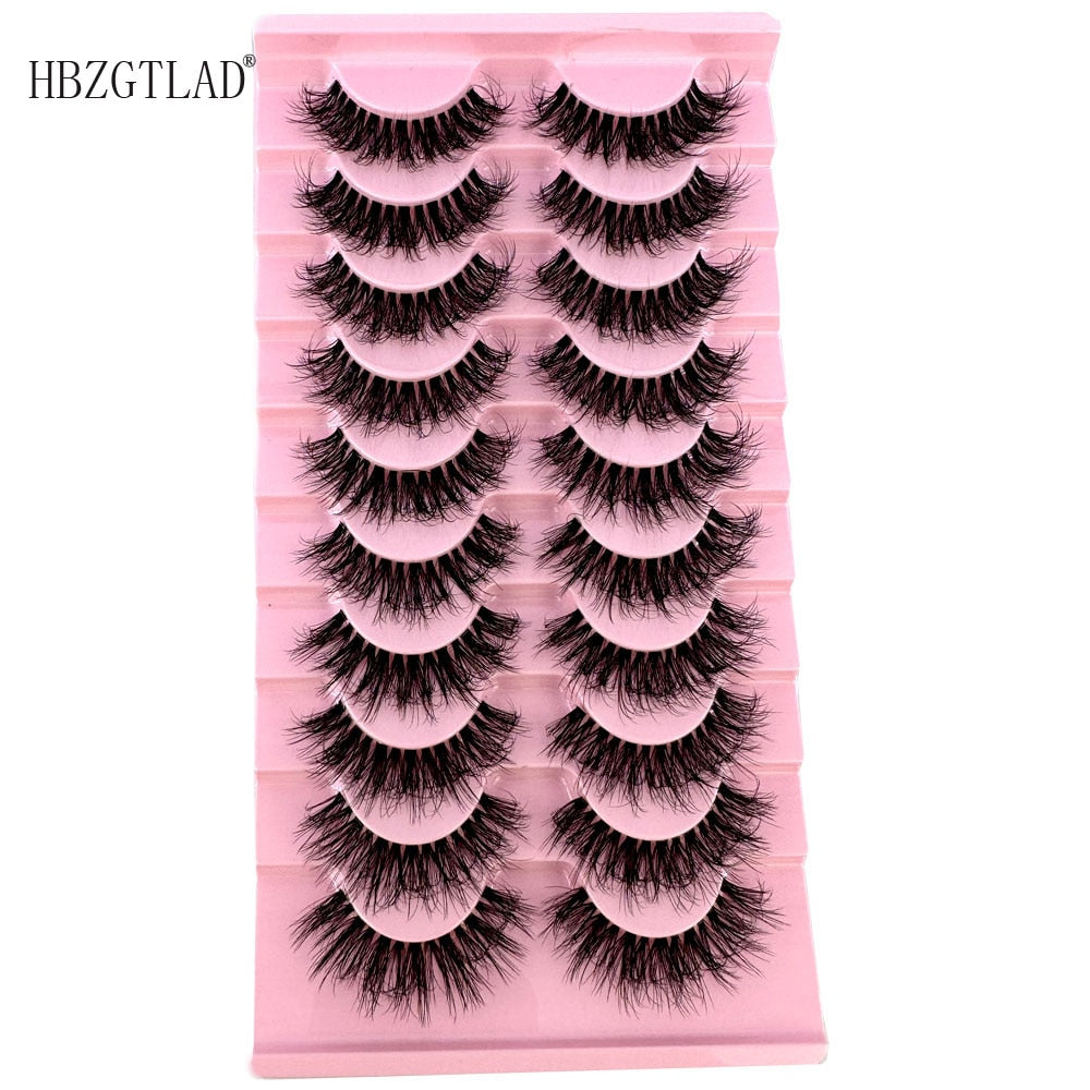 10pairs Mink Eyelashes Invisible Band Lash Extension Natural False Eyelashes Cross Cluster Fairy 3D Faux Big Eye Long Fake Lashes