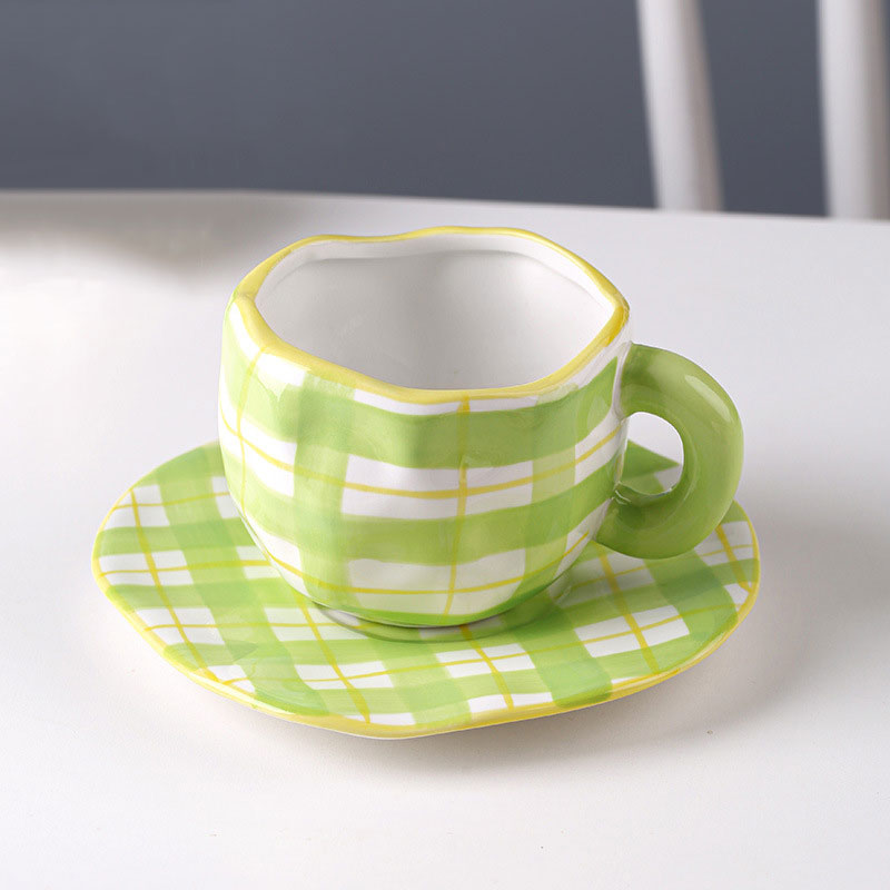 Japanese Hand Painted The Blue Sky and White Clouds Coffee Cup With Saucer Ceramic Handmade Tea Cup Saucer Set Cute Gift For Her