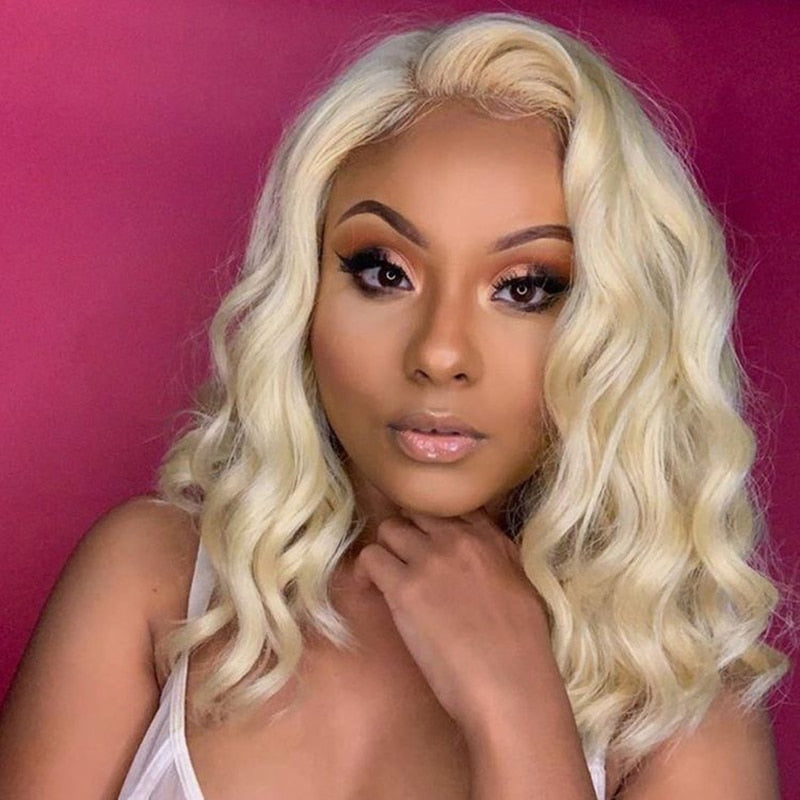 Synthetic Lace Front Wigs Short Bob Wig for Women Silver Brown Pink Blue Color Cosplay Short Wig
