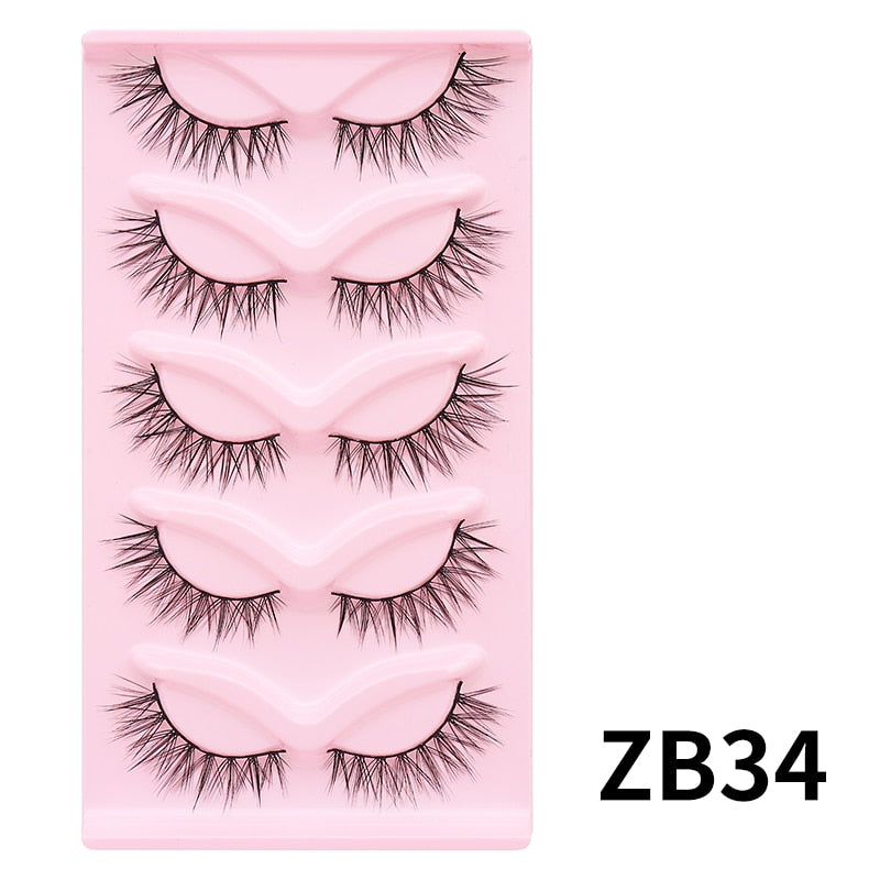 5/7/10Pairs Cat Eye Lash False Eyelashes Natural Faux Mink Eyelashes