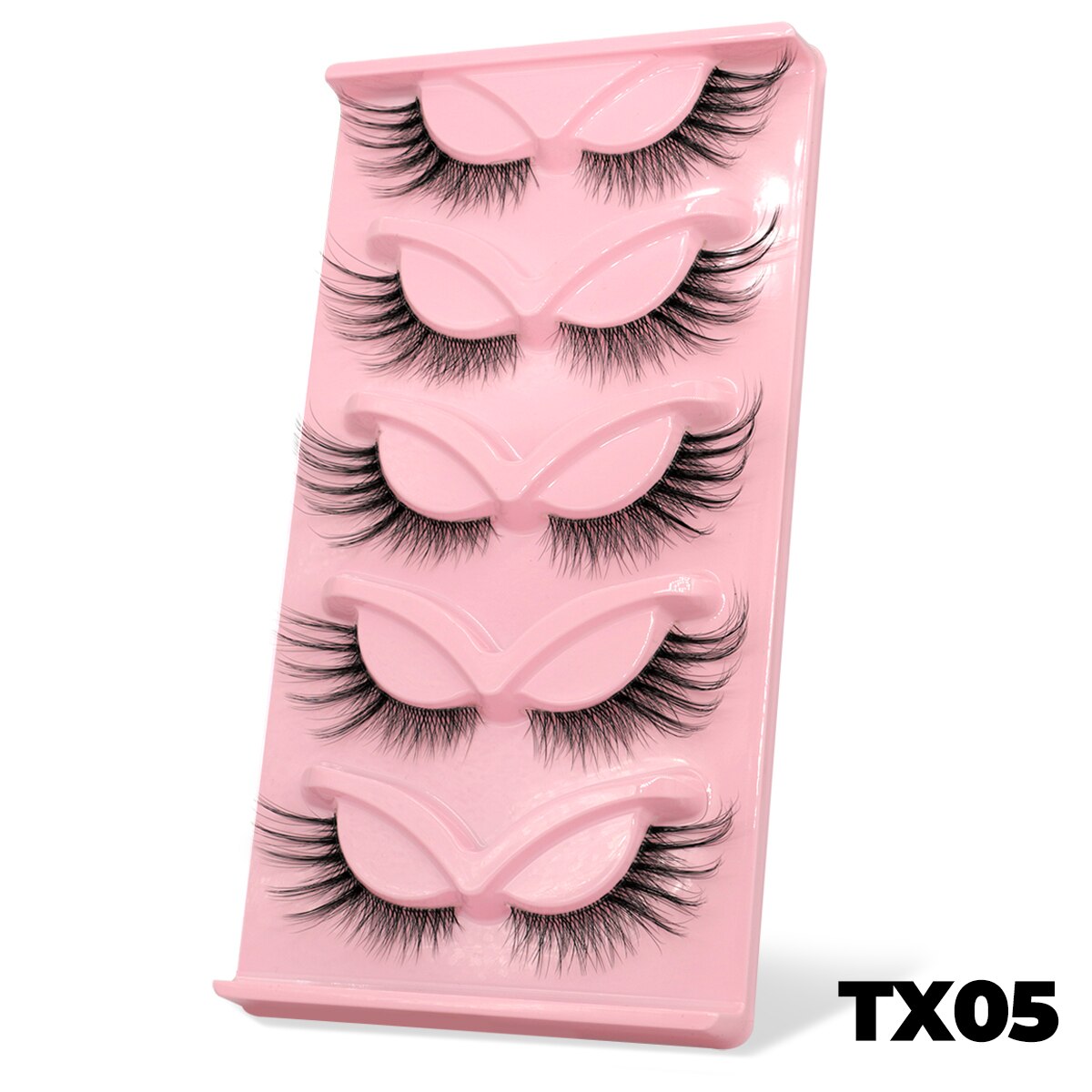 Cat EyeLashes 5 pairs Short Fluffy Eyelashes Soft Natural long Strip Lashes Winged End Eye Elongated Lashes
