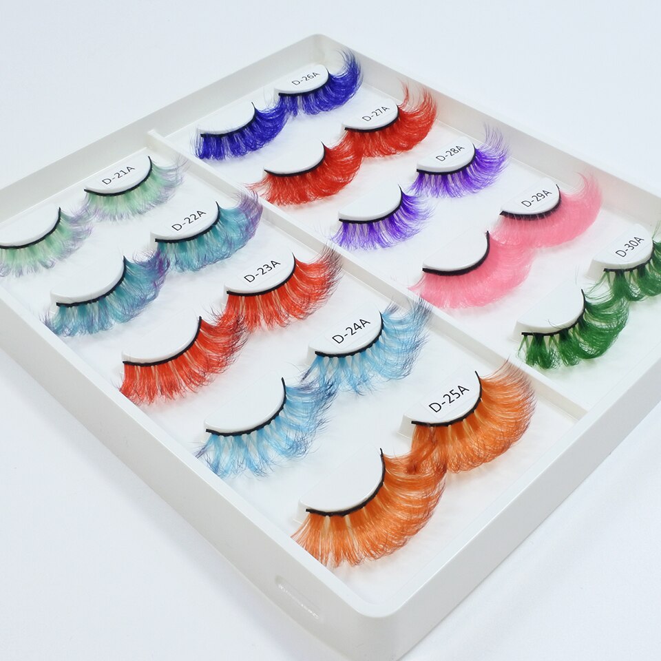 Lashes 5/10/30/50 Pairs Cosplay Party 3d Colored Eyelashes Faux Mink Lashes Supplies