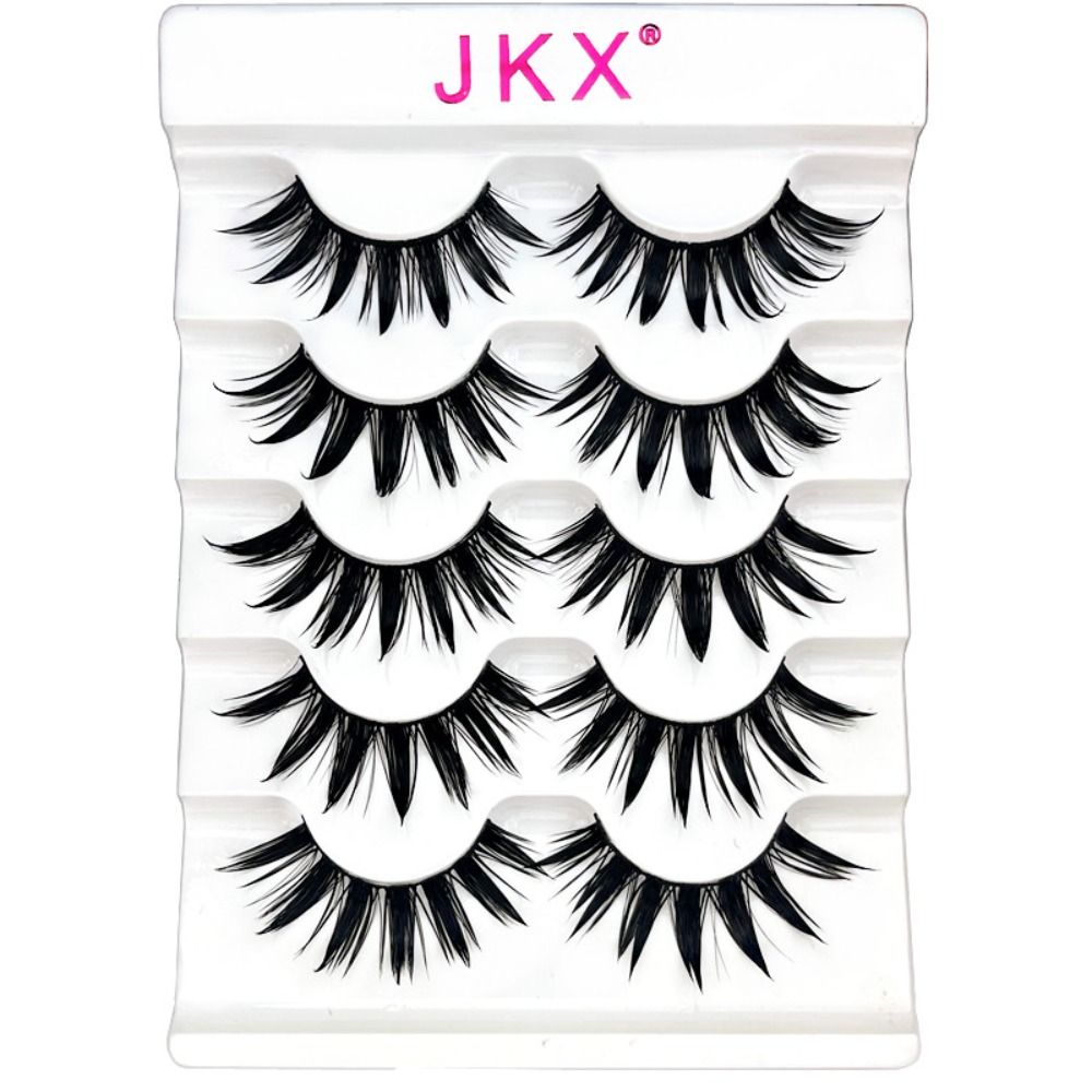 5 Pairs Wet Eyelashes 3D Faux Mink Eyelashes Thai Eyelashes Handmade Craft Long Fluffy Lashes Eye Cruelty-free