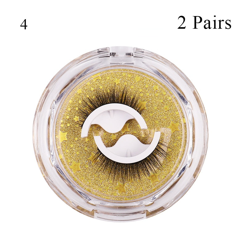 1 pair Self-adhesive False Eyelashes Glue Free 3D Strip Reusable Lashes Extension 3 Seconds To Wear Faux Mink Eyelash