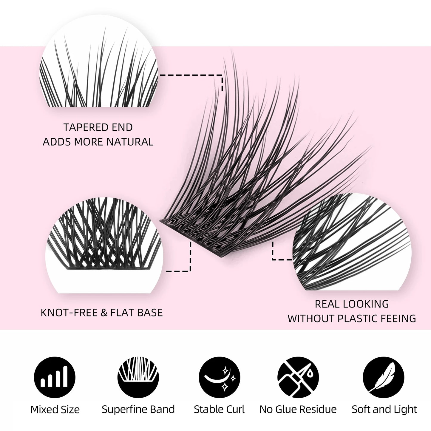 144pcs/case 100% Handmade DIY Lashes Extension 8-16mm Mix Length Eyelashes  Segmented Eyelashes Bundle Lash