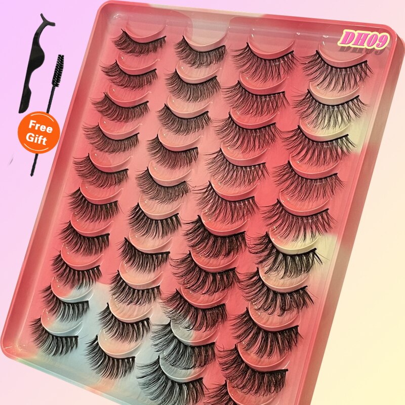 Eyelashes 20Pairs 3D Mink Lashes Fluffy Soft Wispy Natural Cross False Eyelashes Reusable Eyelash Extension