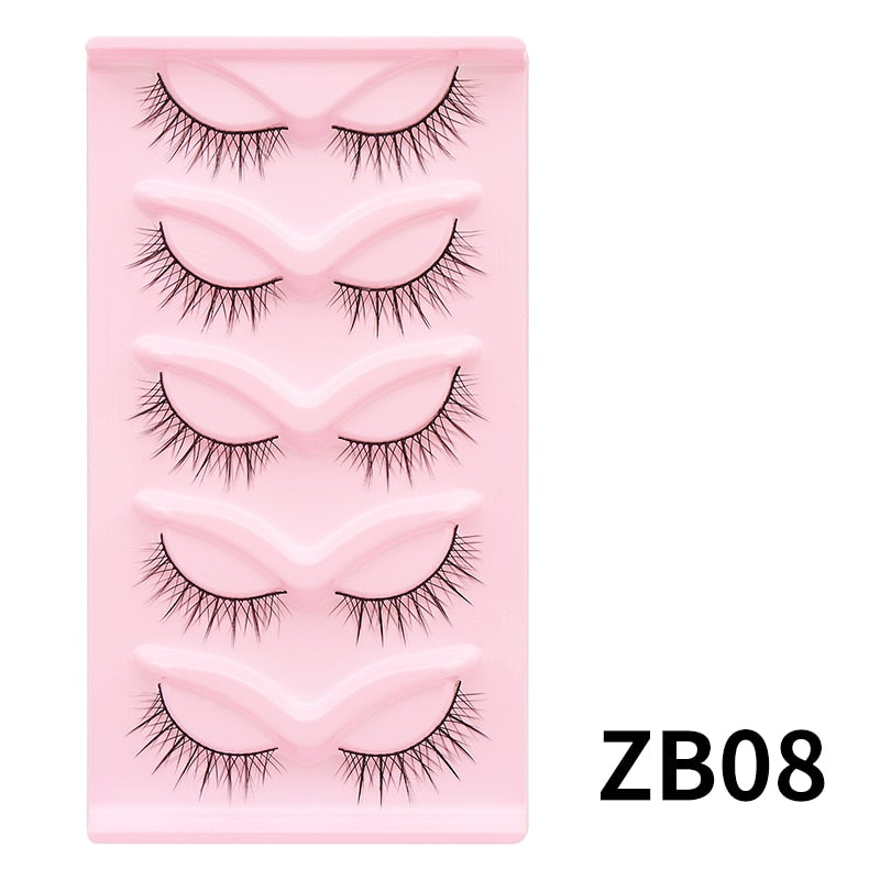 5/7/10Pairs Cat Eye Lash False Eyelashes Natural Faux Mink Eyelashes