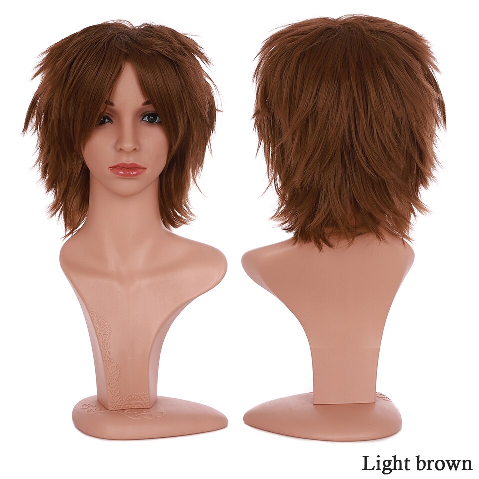 Synthetic Wig Cosplay Wig White Red Green Blue Pink Yellow Hair Short Layer Wig Fake Hair Extension Women Party Wig