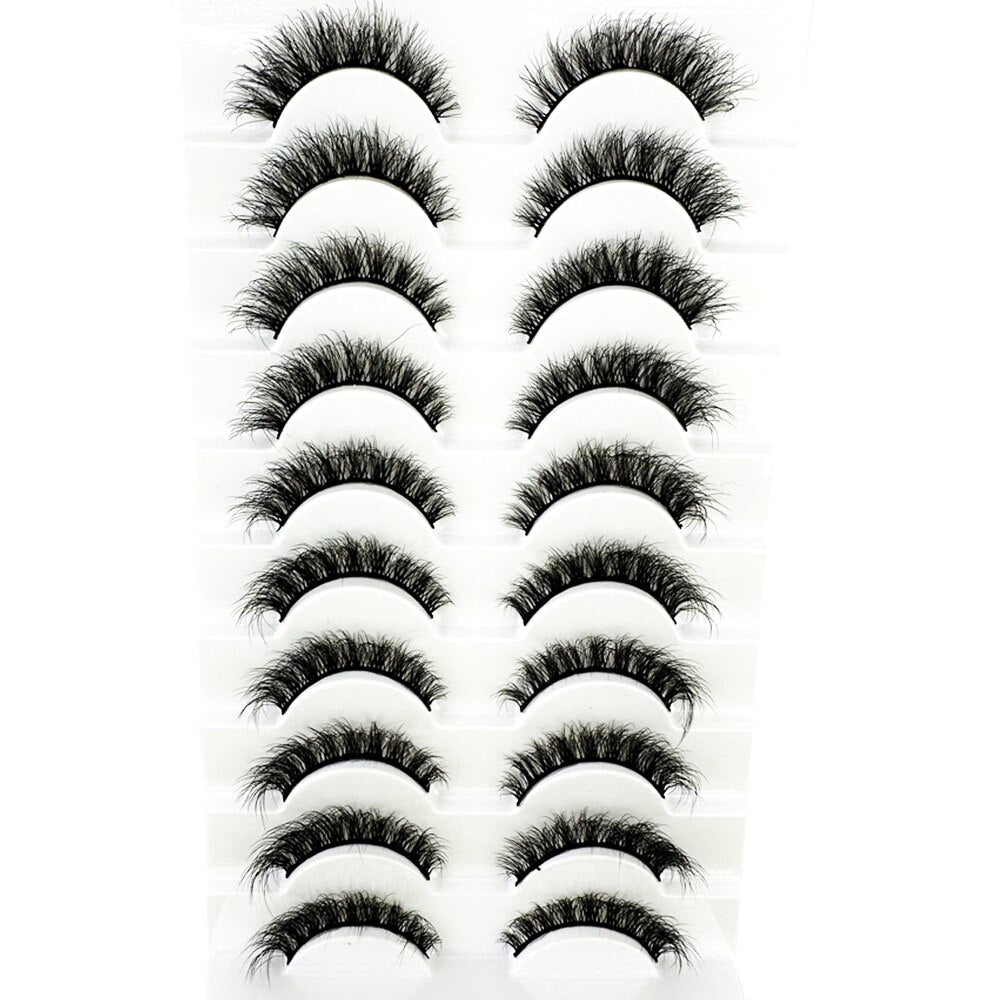 10Pairs False Eyelashes 6D Super Fluffy Wispy Faux Mink Eyelashes Cat Eye Dramatic Lashes Eyelash Extension