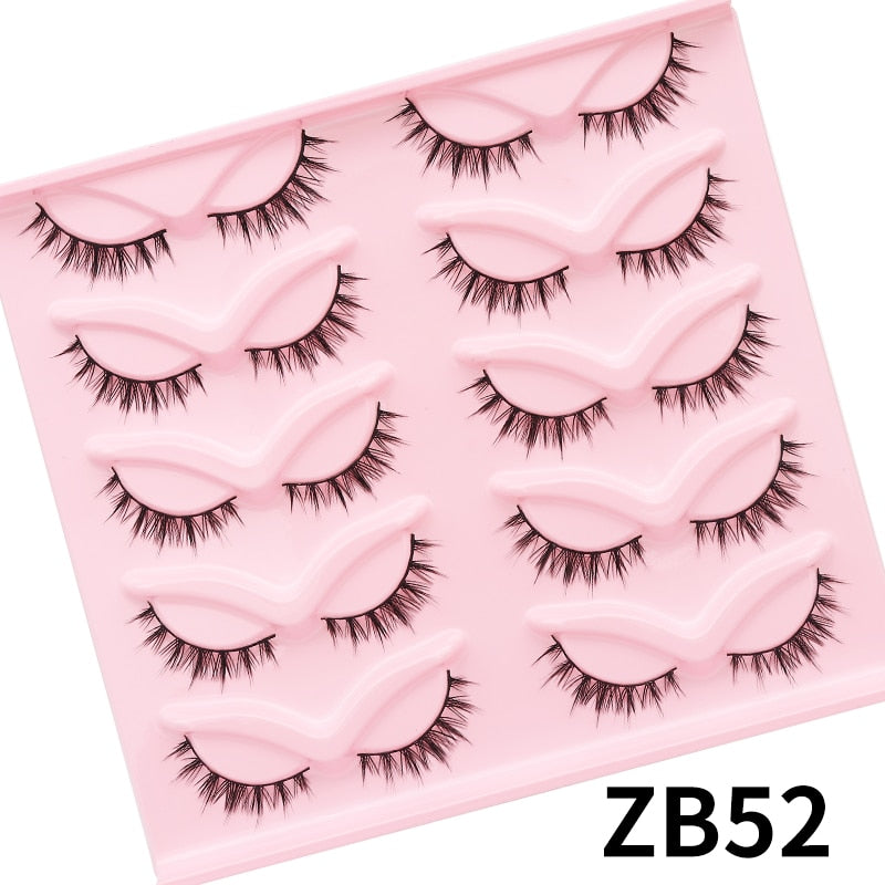 5/7/10Pairs Cat Eye Lash False Eyelashes Natural Faux Mink Eyelashes