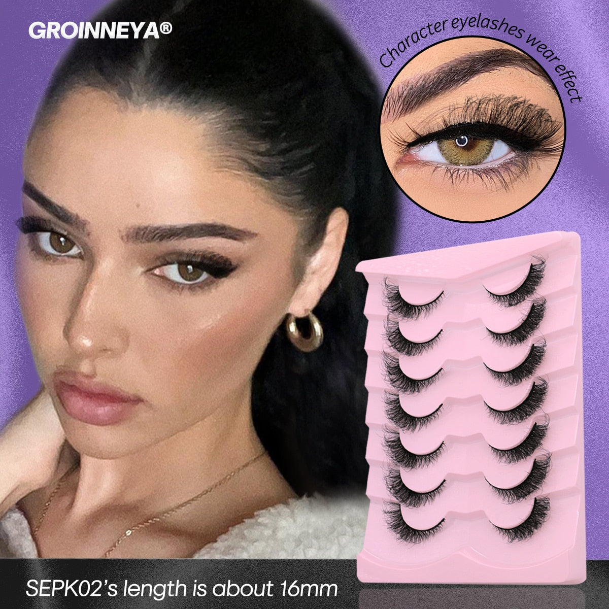 Cat Eye Lashes Fluffy Volume Mink False Eyelashes Winged End Eye Elongated Eyelashes 3D Mink Lashes Thick Fake Eyelash