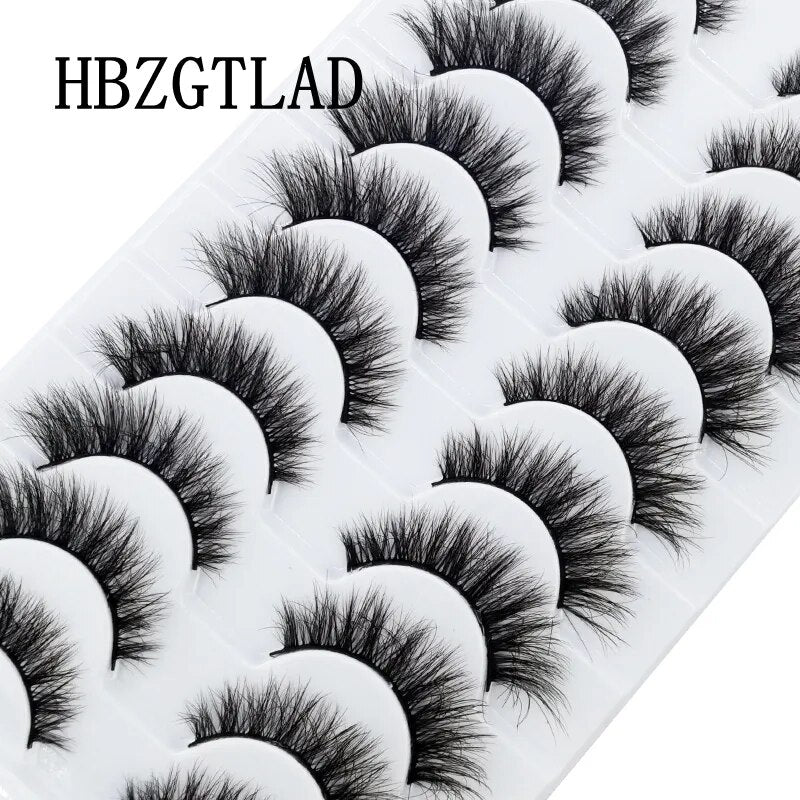 Fluffy 10 Pairs Faux Mink False Eyelashes Natural Long Lashes Crisscross Wispy Fake Eyelashes Extension