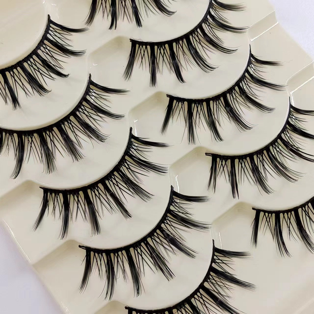 Natural Long Cosplay Cross Strip False Eyelashes Black Eye Lashes 5pair