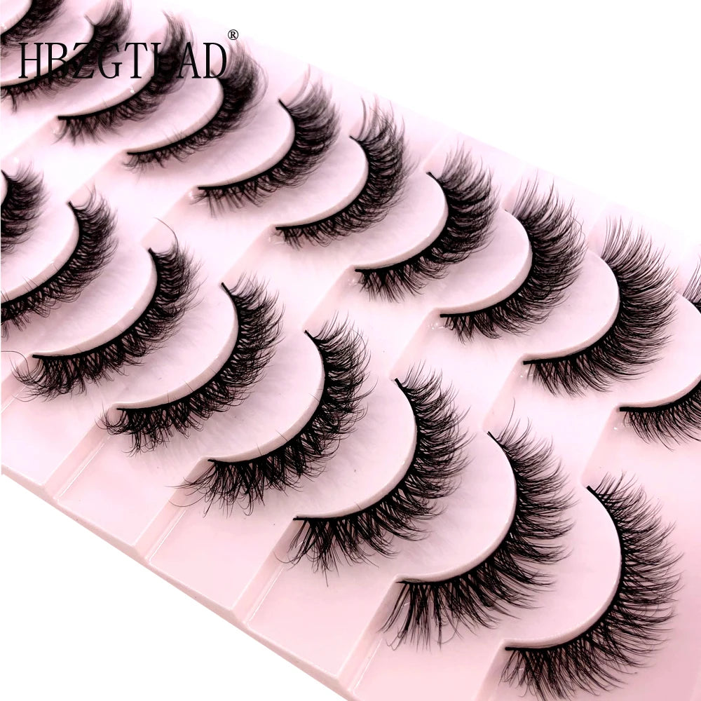 10 Pairs 3D Faux Mink Hair False Eyelashes Natural Messy Eyelash Crisscross Wispy Fluffy Lashes Extension