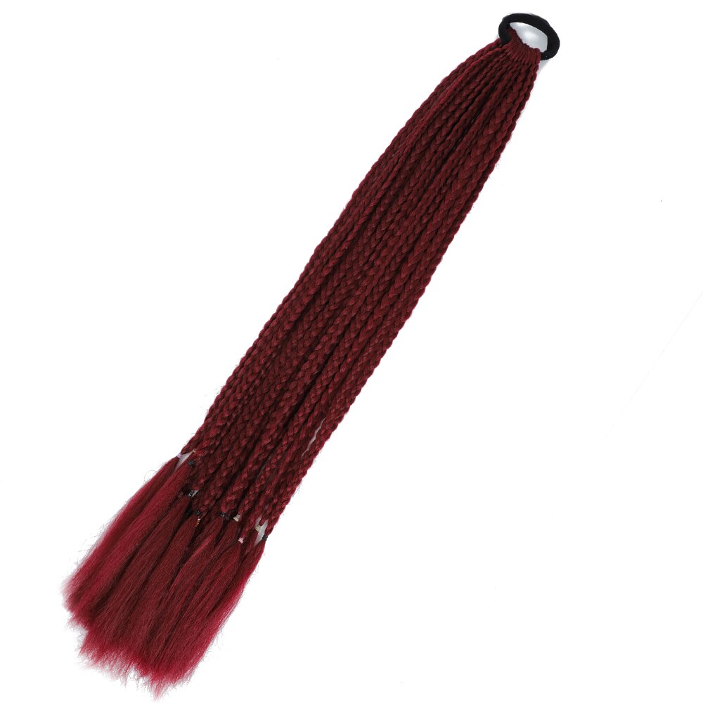 Colored Gradient Box Braided Ponytail For Girls With Elastic Hair Band Rubber Band Hair Accessories Wig Headband Hairpiece
