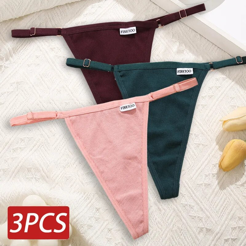 Cotton Sexy Thongs Adjustable Women's Panties Soft Panties Low Waist Seamless Thongs Woman Lingerie Tangas Mujer S-XL