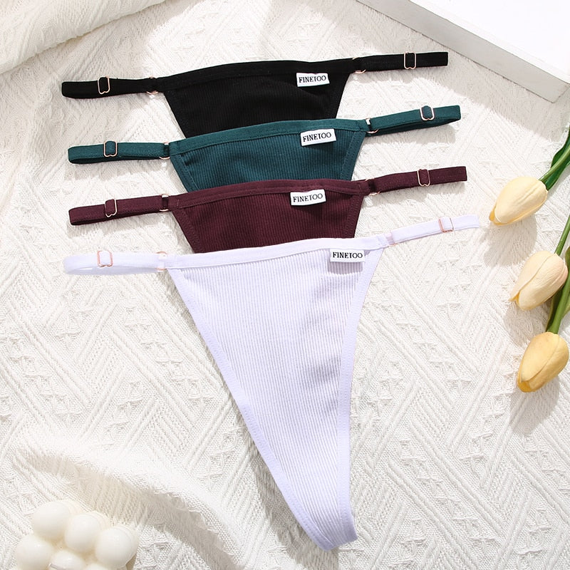 Cotton Sexy Thongs Adjustable Women's Panties Soft Panties Low Waist Seamless Thongs Woman Lingerie Tangas Mujer S-XL