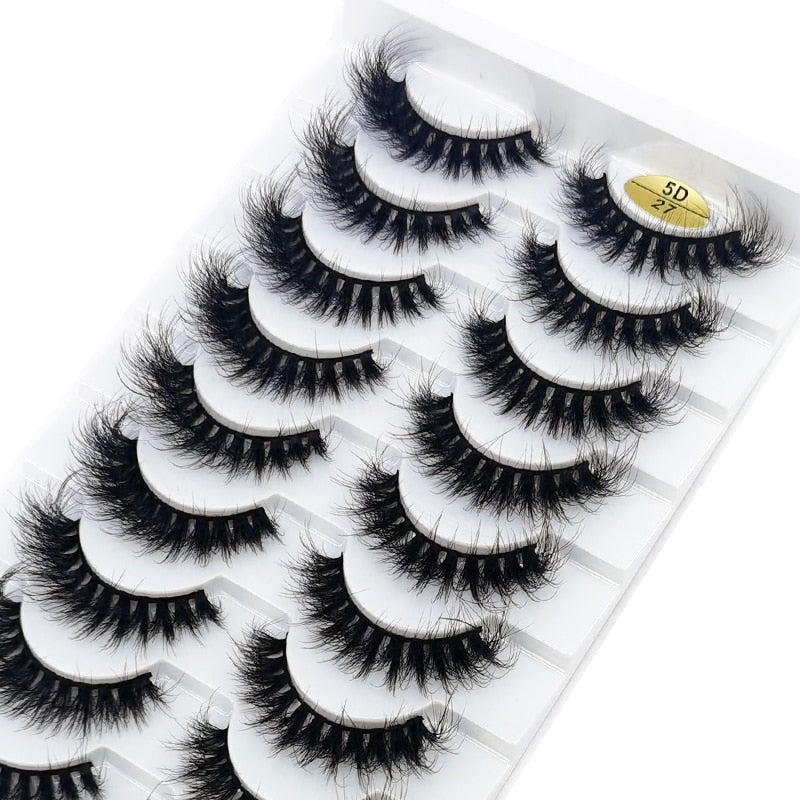 10 Pairs 3D Mink False Eyelashes Natural/Thick Eye Lashes  Fluffy Russian eyelahses Reusable