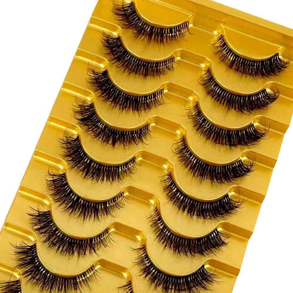 Manga Lashes 10 Pairs cosplay 3D Faux Mink Lashes Natural short Full Strip Lashes Clear Band Natural Eyelashes Extension