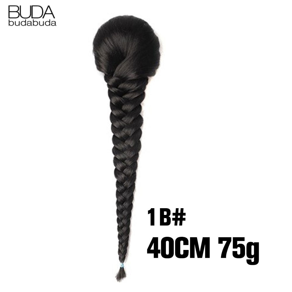 Synthetic Braided Plaited Fishtail Fishbone Drawstring Ponytail 20Inch Long Ombre Blonde Pink Hair Extensions For Women