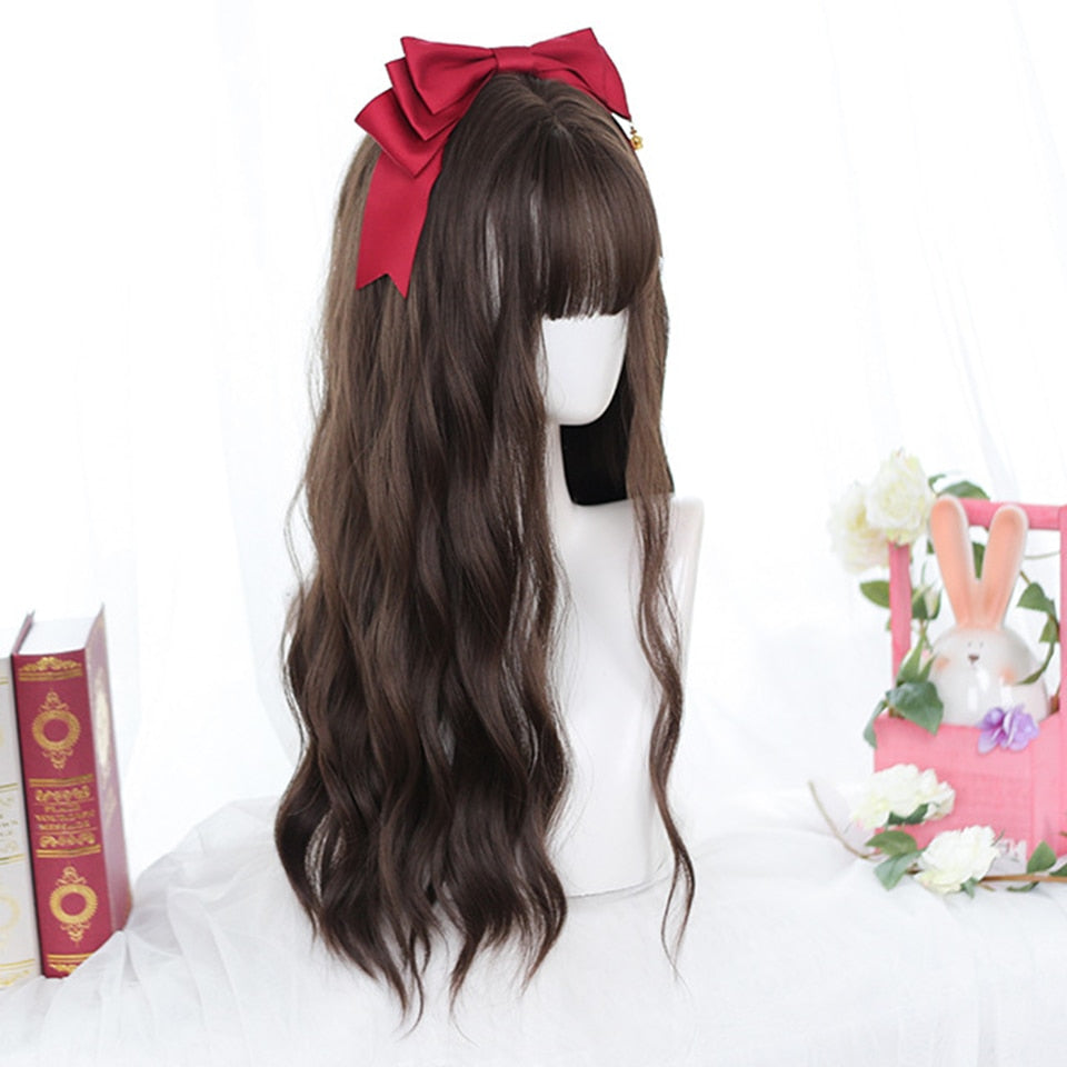 synthetic long curly hair wavy female golden gradient blue purple pink color wig cosplay Lolita wig high temperature