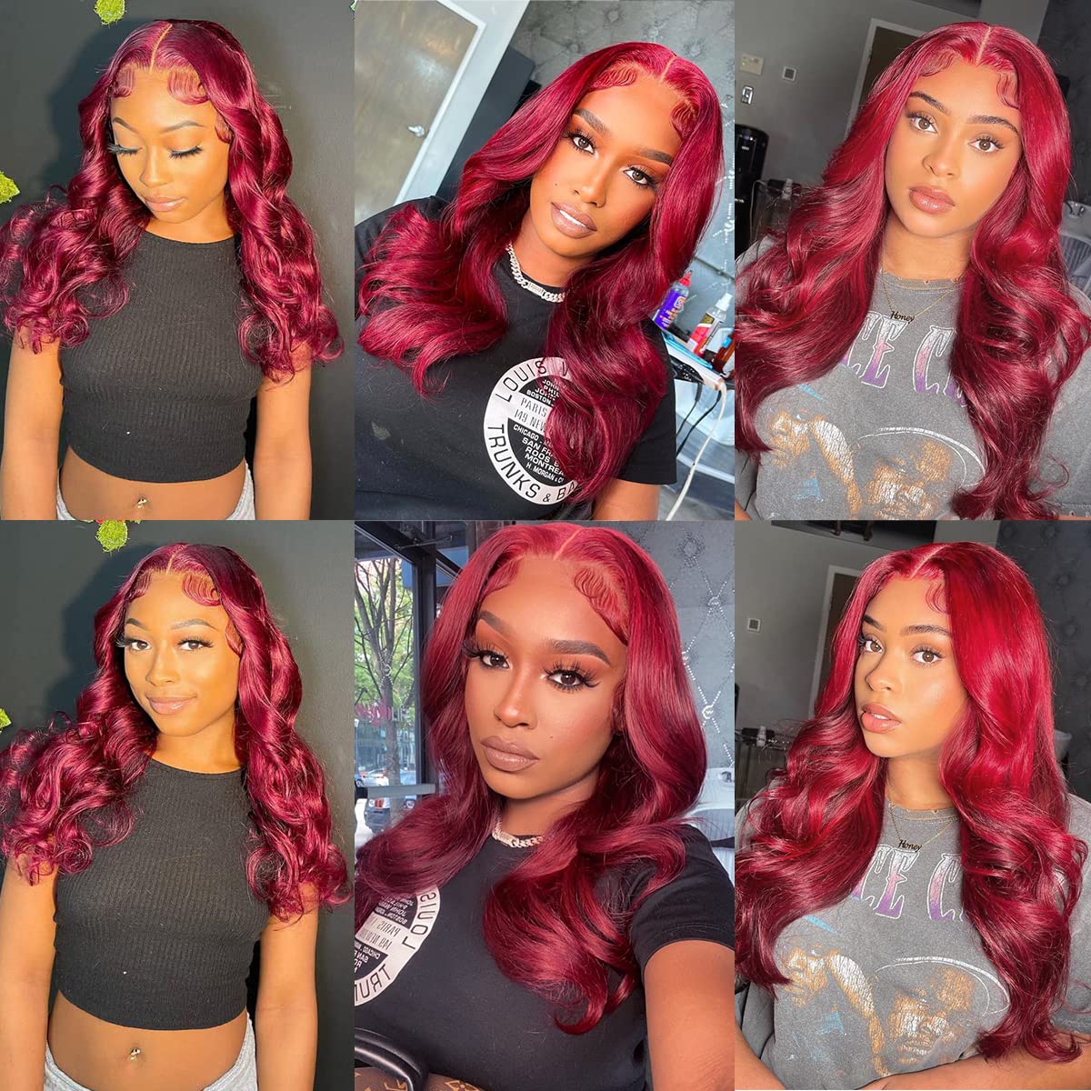 Burgundy Wig Glueless Pre Plucked Hairline Wig With Baby Hair Synthetic Lace Wigs For Women Body Wave Heat Resistant Fiber