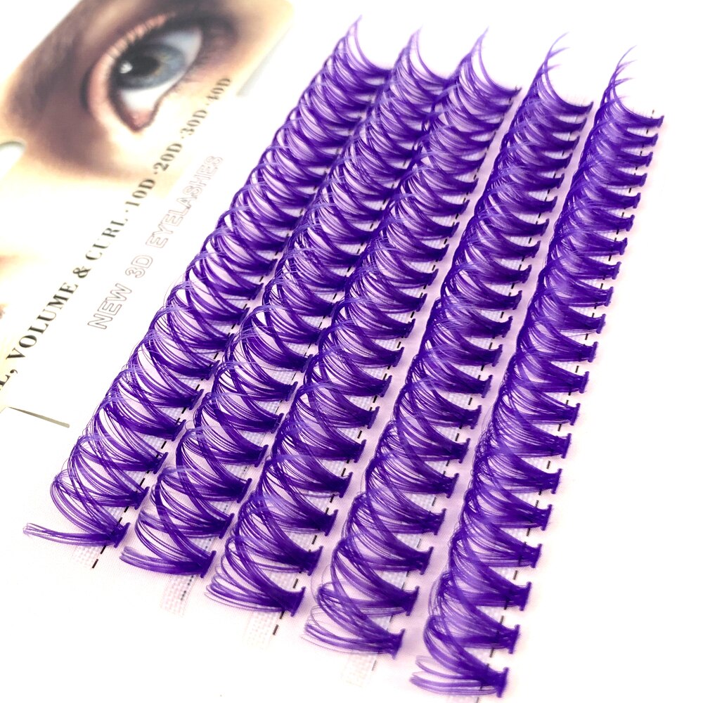 100 Cluster Colored Individual Lashes Professional Makeup Grafting False Eyelashes For Colorful Eyelash Extensions