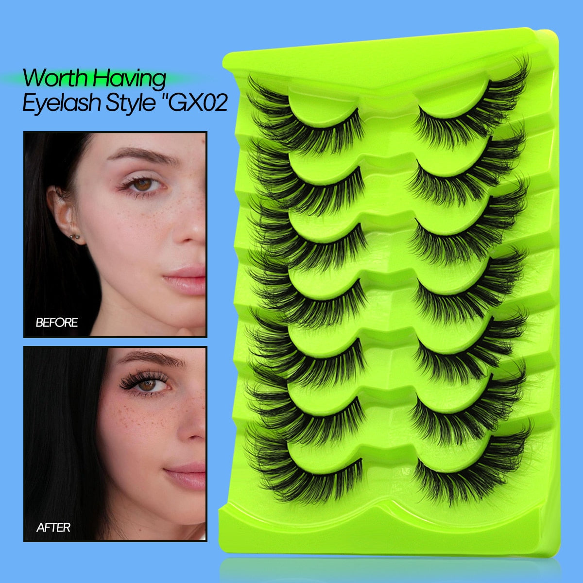 5/7 Pairs Cat Eye Lashes Faux Mink Eyelashes Winged End Eye Elongated Eyelashes Fake Lashes Fluffy long Full Strip