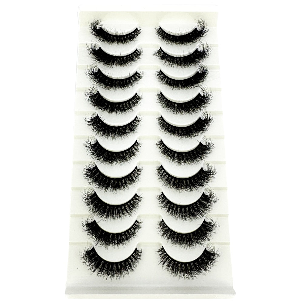 10Pairs False Eyelashes 6D Super Fluffy Wispy Faux Mink Eyelashes Cat Eye Dramatic Lashes Eyelash Extension
