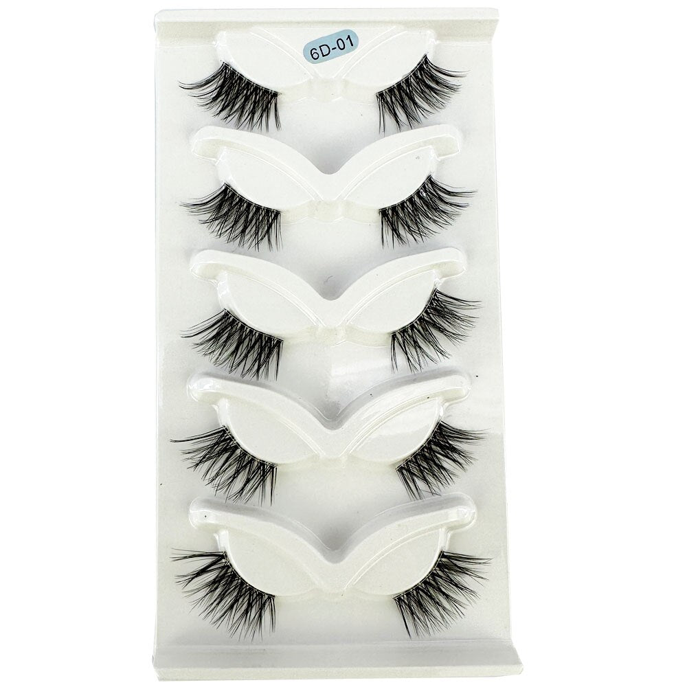 5 Half Lashes Cat Eye Nature Long Full Strip Lashes Faux Cils maquillage Invisible Band False Eyelashes