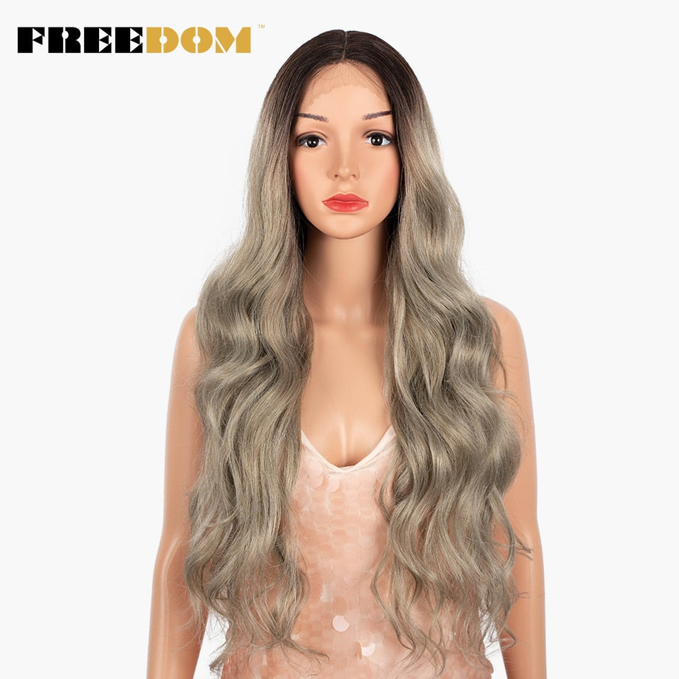 Synthetic Lace Wigs For Black Women Highlight Orange Ginger Blue Red T Part Lace Wig Ombre Brown Long Wavy Cosplay Wigs