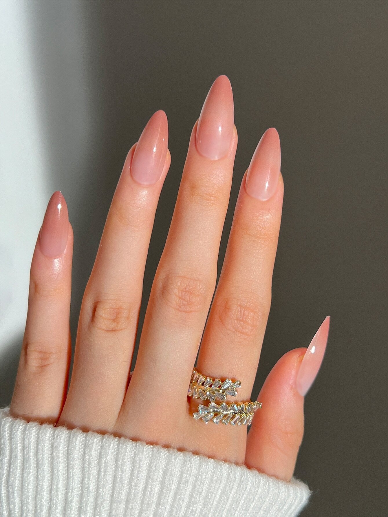 24pcs pink clouds design false nails with glue press on nails medium length acrylic nails coffin full cover nails tips supplies