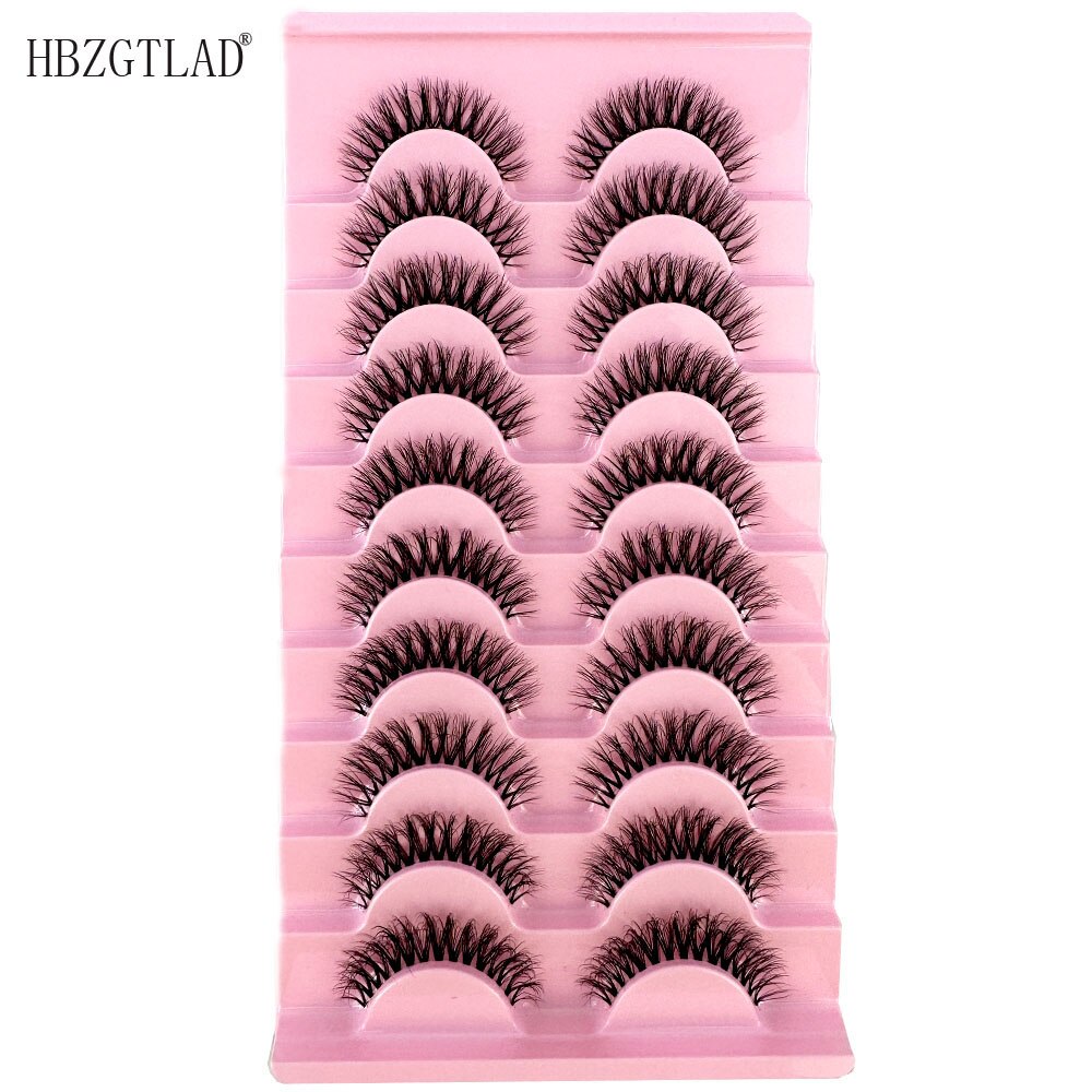 10pairs Mink Eyelashes Invisible Band Lash Extension Natural False Eyelashes Cross Cluster Fairy 3D Faux Big Eye Long Fake Lashes