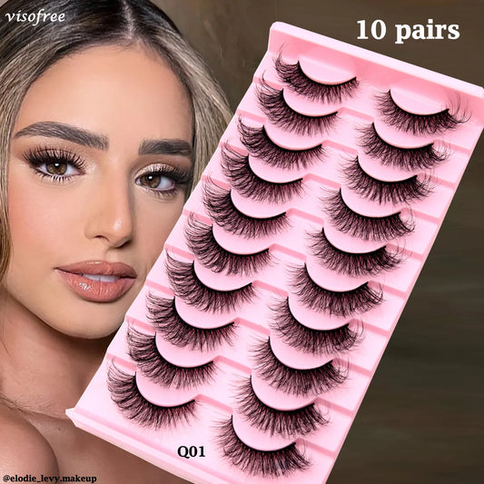 10 Pairs Eyelashes Natural Long 3D Mink Lashes Fluffy Volume Mink False Eyelashes Cruelty Free Wispy Lashes