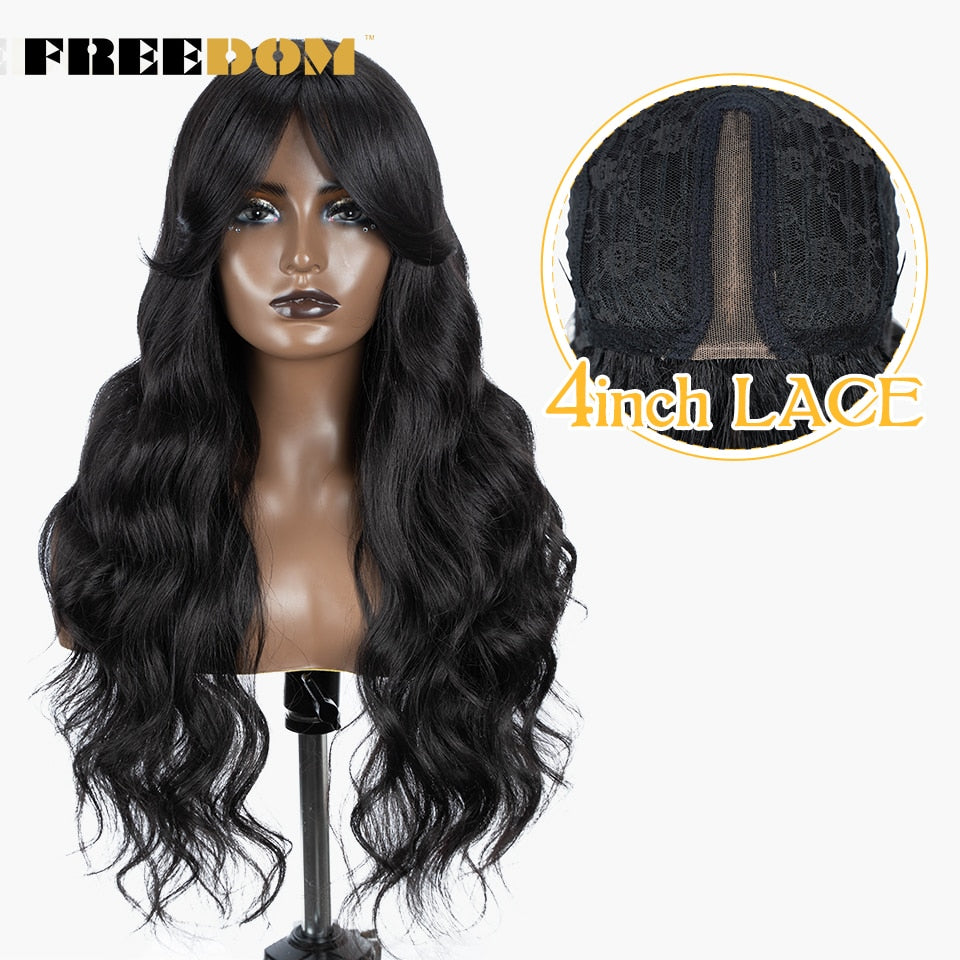 Synthetic Lace Wigs For Black Women Super Long Body Wavy Side Part Lace Wig Brown Ombre Blue Cosplay Wigs Heat Resistant