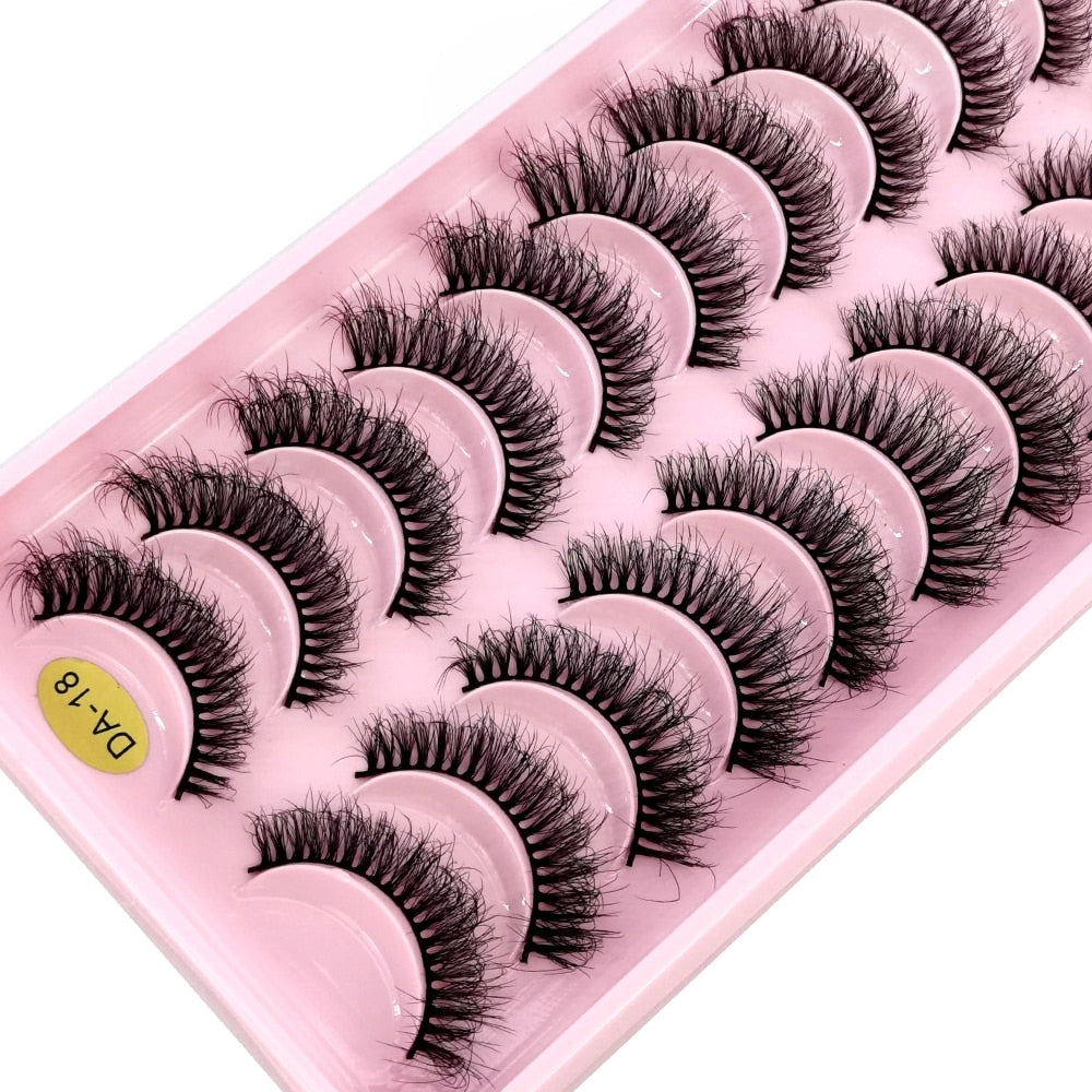 10Pairs 3D Faux Mink Hair False Eyelashes Natural Messy Eyelash Crisscross Wispy Fluffy Lashes Extension Big Eye Fake Lashes
