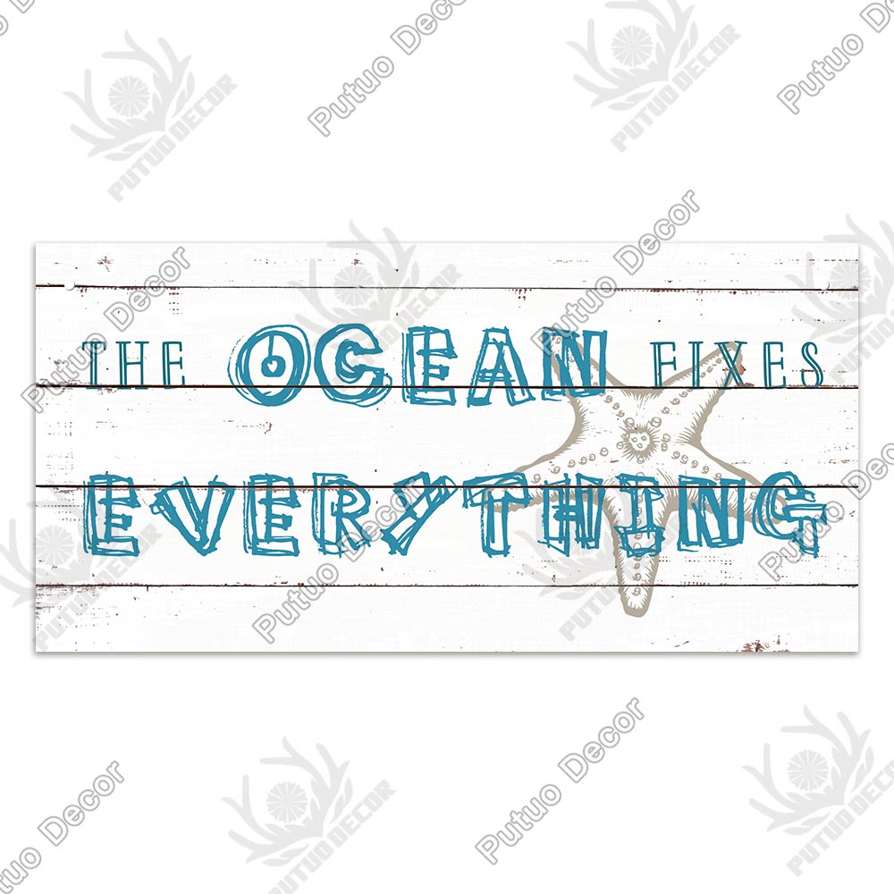 Putuo Decor Beach Home Signs Wood Wall Plaque Wooden Signs Welcome Decor Hanging Plate for Beach House Home Bedroom Tent Decor
