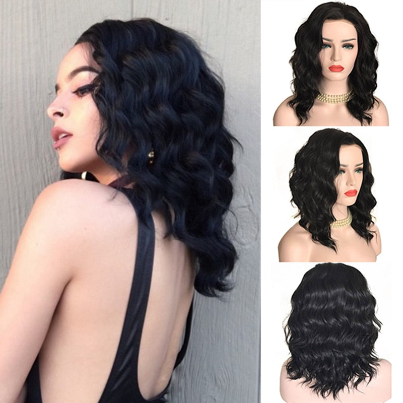 Synthetic Lace Front Wigs Short Bob Wig for Women Silver Brown Pink Blue Color Cosplay Short Wig